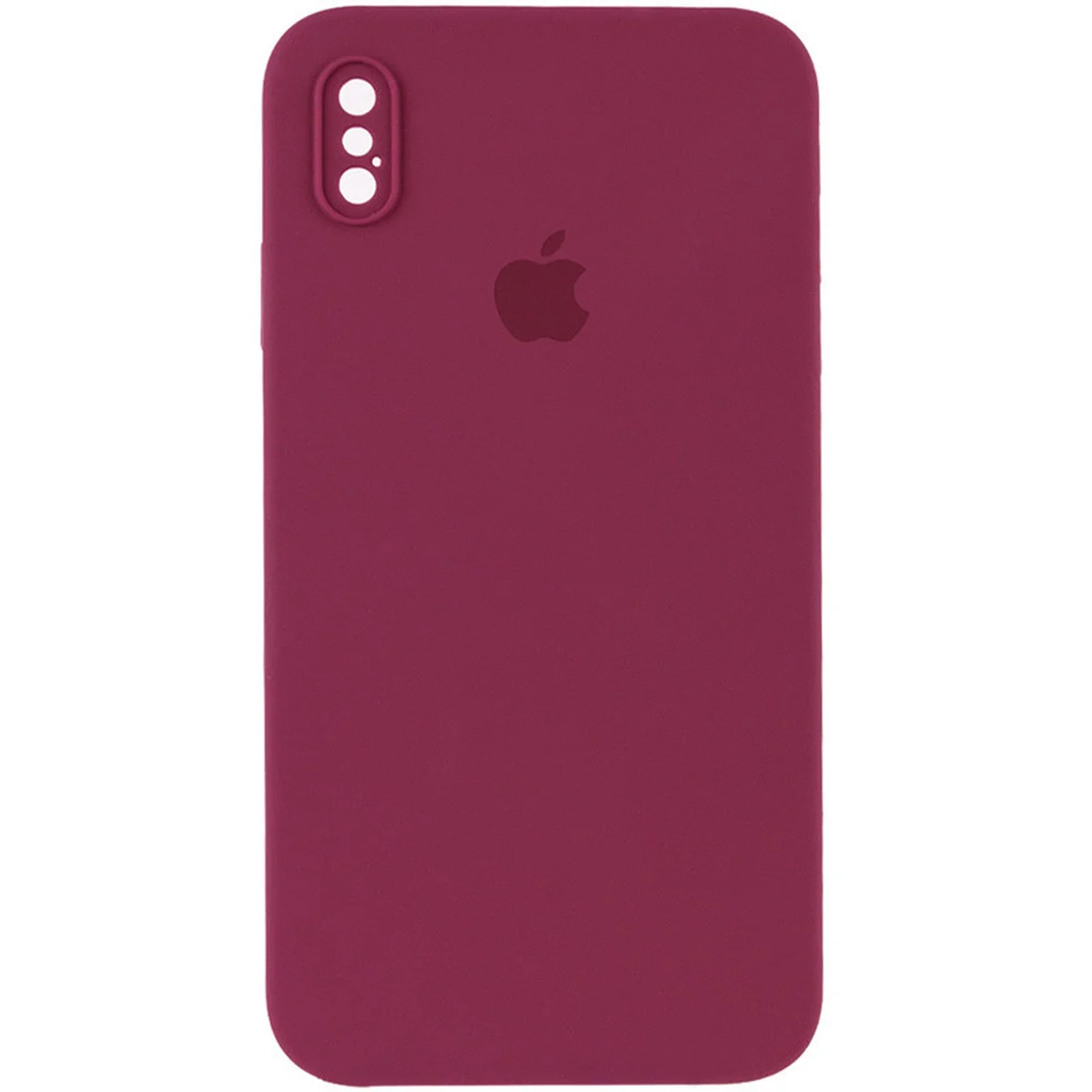 Чохол Silicone Case Square Full Camera Protective (AA) для Apple iPhone XS (5.8") Бордовий / Plum