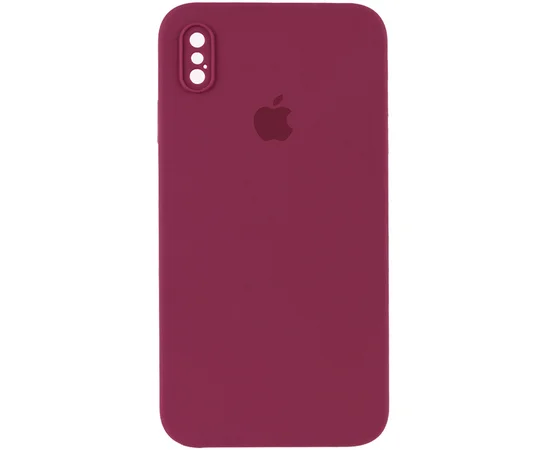 Чехол Silicone Case Square Full Camera Protective (AA) для Apple iPhone XS (5.8") Бордовый / Plum