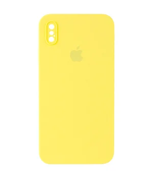 Чохол Silicone Case Square Full Camera Protective (AA) Apple iPhone XS / X (5.8") Жовтий / Yellow