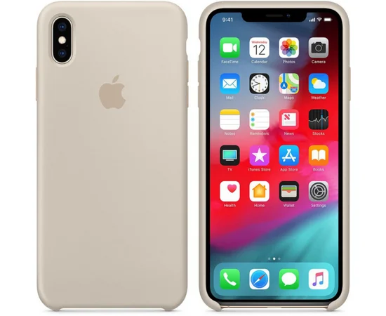 Чехол Silicone case (A) для Apple iPhone X/XS Серый / Stone