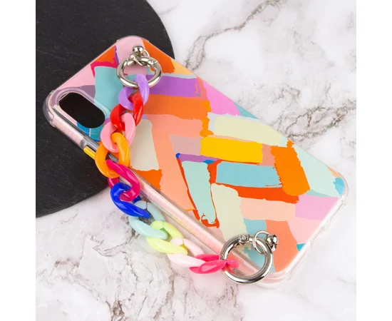 TPU+PC чехол Colorspot с ремешком-цепью для Apple iPhone X / XS (5.8") Lines