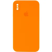 Чехол Silicone Case Square Full Camera Protective (AA) для Apple iPhone XS (5.8") Оранжевый / Bright Orange