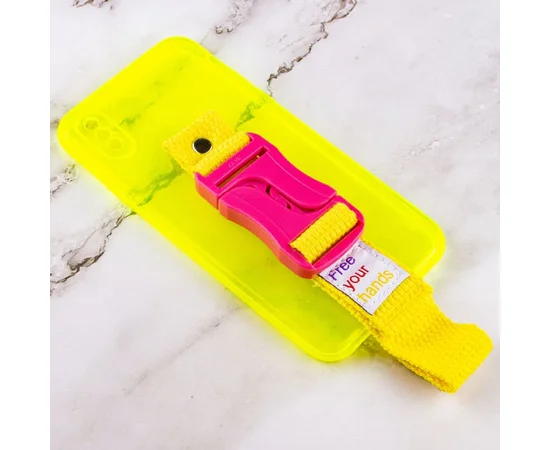 Чехол Handfree с цветным ремешком для Apple iPhone X / XS (5.8") Желтый