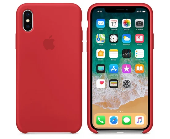 Чехол Silicone case (A) для Apple iPhone X/XS Красный / Red