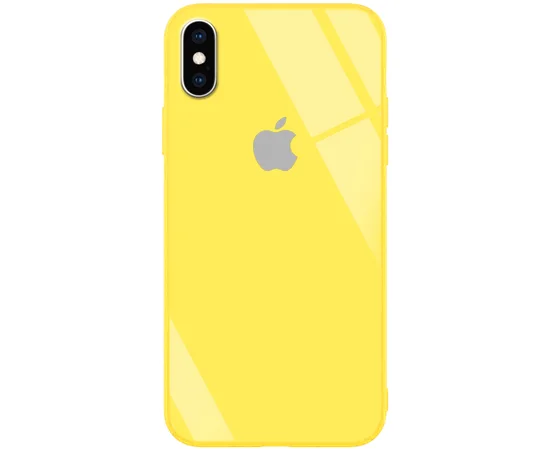 TPU+Glass чехол GLOSSY Logo series для Apple iPhone X (5.8") / XS Желтый / Yellow