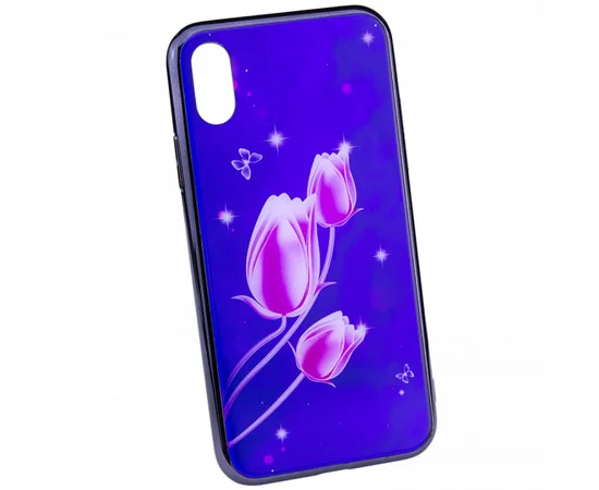 TPU+Glass чехол Fantasy с глянцевыми торцами для Apple iPhone XS (5.8") Тюльпаны