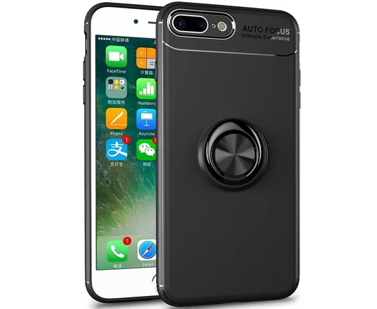 TPU чехол Deen ColorRing под магнитный держатель (opp) для Apple iPhone X / XS (5.8") Черный / Черный