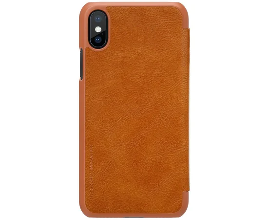 Кожаный чехол (книжка) Nillkin Qin Series для Apple iPhone X/XS Коричневый