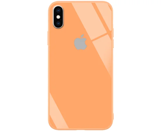 TPU+Glass чехол GLOSSY Logo series для Apple iPhone X (5.8") / XS Персиковый / Peach