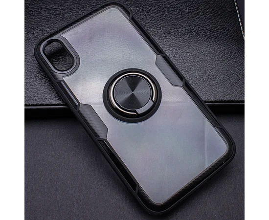 TPU+PC чехол Deen CrystalRing под магнитный держатель для Apple iPhone X / XS (5.8") Бесцветный / Черный
