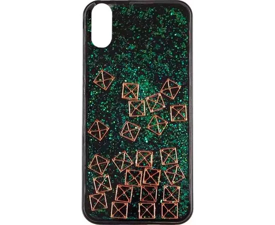 TPU+PC чехол Liquid (glitter) для Apple iPhone X/XS Тетрис / Зеленый