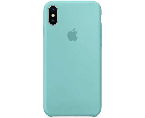 Чехол Silicone case (A) для Apple iPhone X/XS Бирюзовый / Marine Green