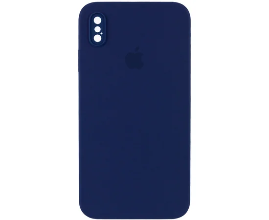 Чехол Silicone Case Square Full Camera Protective (AA) для Apple iPhone XS (5.8") Темно-синий / Midnight blue