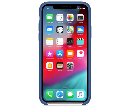 Чехол Silicone case (AAA) для Apple iPhone X/XS Синий / Delft Blue