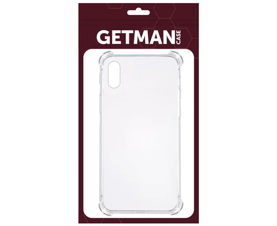 TPU чехол GETMAN Ease logo усиленные углы для Apple iPhone X / XS (5.8") Прозрачный / Transparent