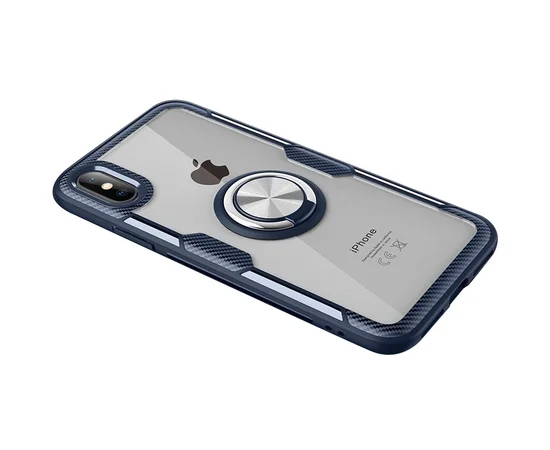 TPU+PC чехол Deen CrystalRing for Magnet (opp) для Apple iPhone X / XS (5.8") Бесцветный / Темно-синий