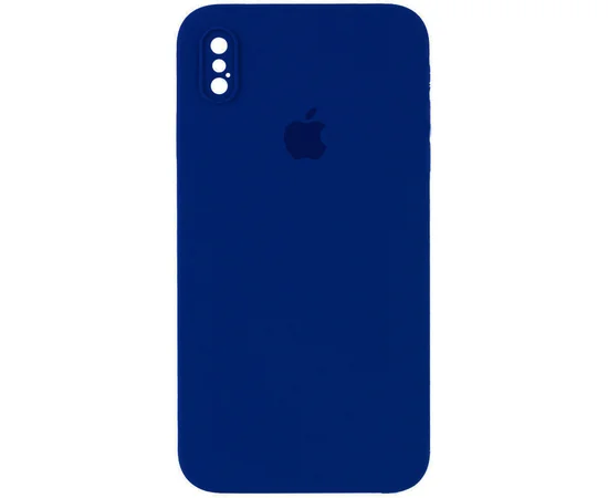 Чехол Silicone Case Square Full Camera Protective (AA) для Apple iPhone XS (5.8") Синий / Deep navy