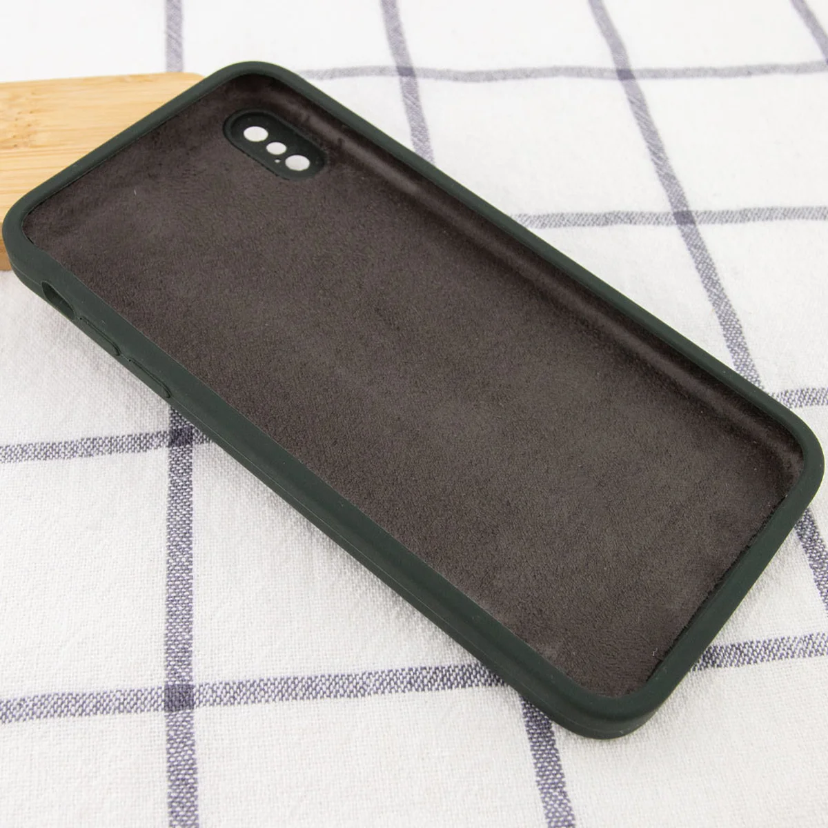 Чехол Silicone Case Square Full Camera Protective (AA) для Apple iPhone XS (5.8") Зеленый / Black Green