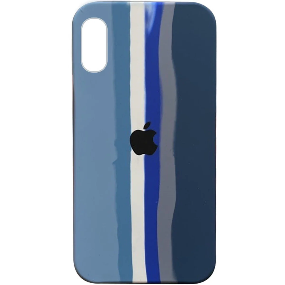 Чехол Silicone case Full Rainbow для Apple iPhone X / XS (5.8") Голубой / Синий