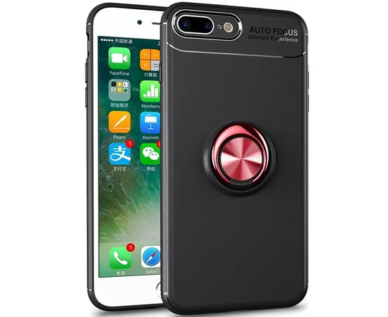 TPU чехол Deen ColorRing под магнитный держатель (opp) для Apple iPhone X / XS (5.8") Черный / Красный