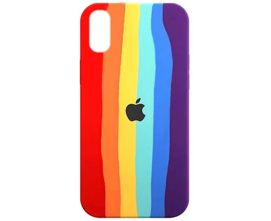 Чехол Silicone case Full Rainbow для Apple iPhone X / XS (5.8") Красный / Фиолетовый