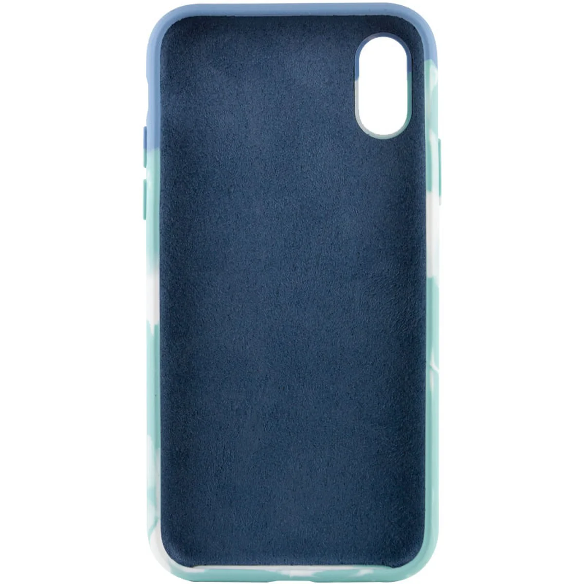 Чехол Silicone case full Aquarelle для Apple iPhone X / XS (5.8") Бирюзово-белый