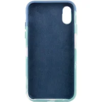 Чехол Silicone case full Aquarelle для Apple iPhone X / XS (5.8") Бирюзово-белый