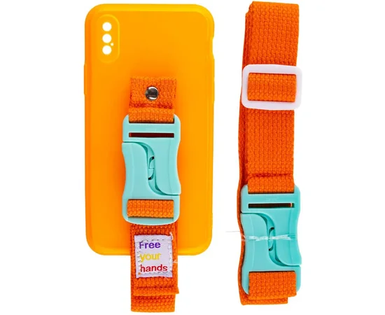 Чехол Handfree с цветным ремешком для Apple iPhone X / XS (5.8") Оранжевый