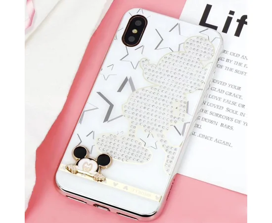 TPU+Glass чехол TYBOMB Dimond Brand для Apple iPhone X / XS (5.8") Белый/Микки Маус