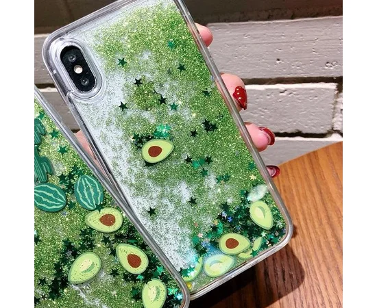 TPU+PC чехол Liquid (glitter) для Apple iPhone X/XS Авокадо