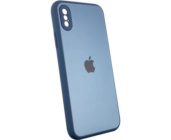 TPU+Glass чехол Matte Candy Full camera для Apple iPhone X / XS (5.8") Синий