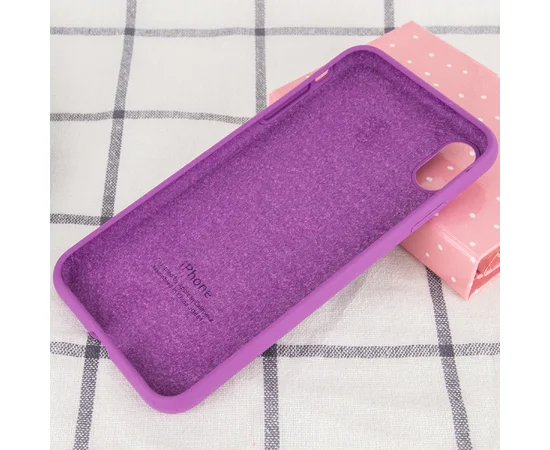 Чехол Silicone case (A) (с закрытым низом) для Apple iPhone X/XS Фиолетовый / Grape