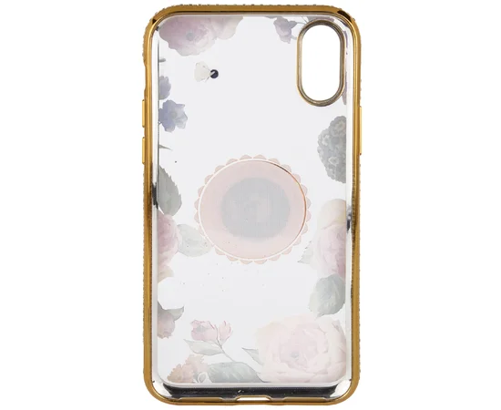 TPU чехол Shengo со стразами и кольцом-держателем для Apple iPhone X / XS (5.8") Золотой