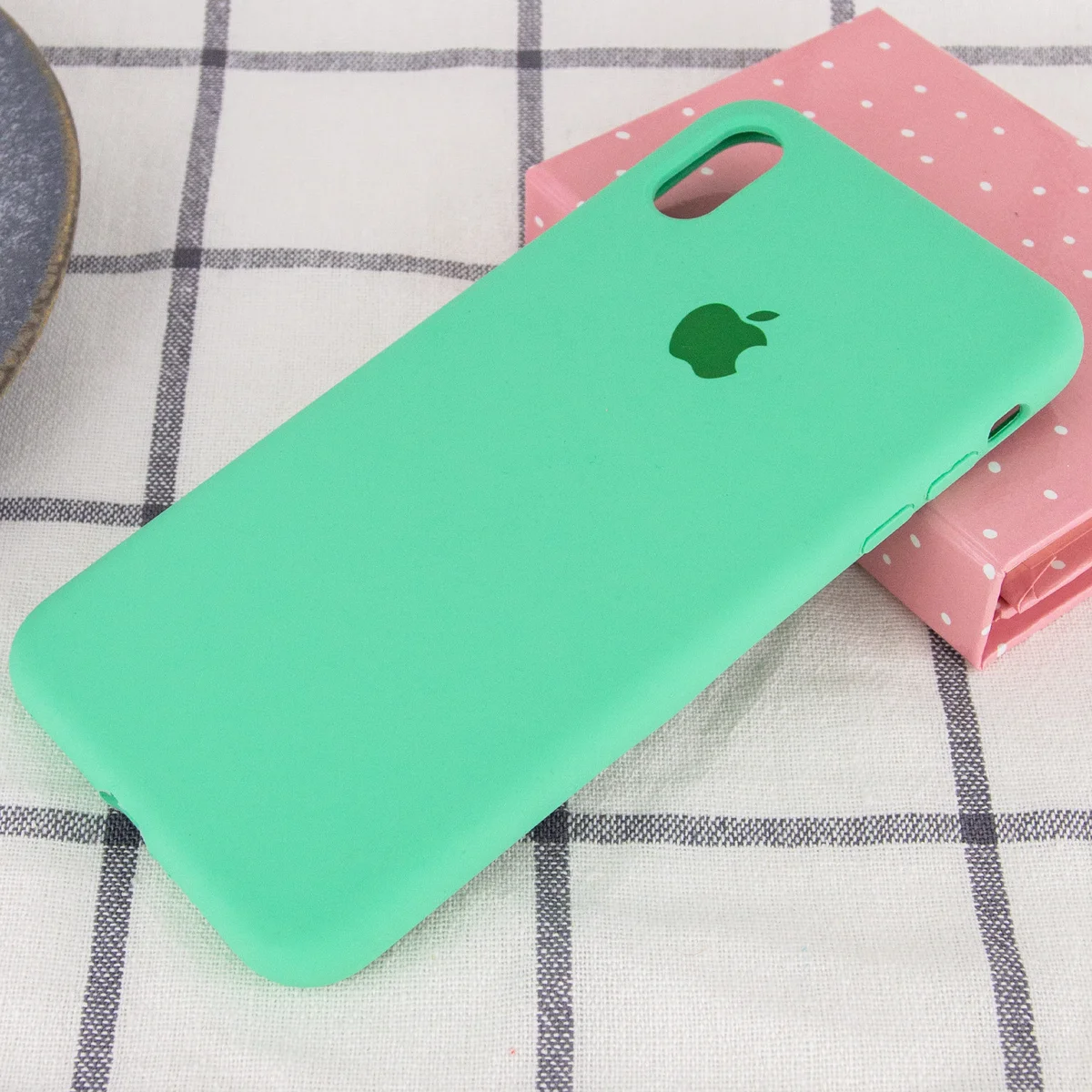 Чехол Silicone case (A) (с закрытым низом) для Apple iPhone X/XS Зеленый / Spearmint
