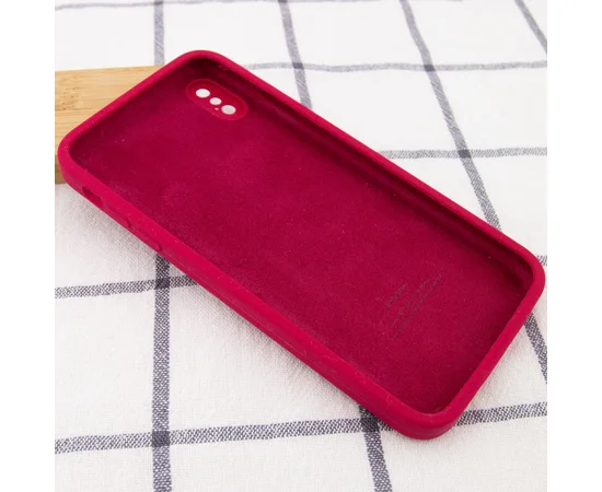 Чохол Silicone Case Square Full Camera Protective (AA) для Apple iPhone XS (5.8 ") Червоний / Rose Red