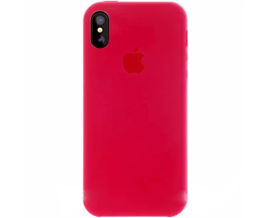 Чехол Silicone case (A) (с закрытым низом) для Apple iPhone X/XS Розовый  / Rose red