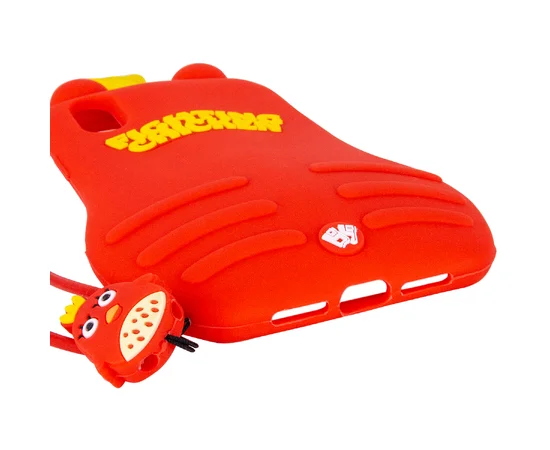 Фактурный силиконовый чехол Funny ART 3D с игрушкой для Apple iPhone X (5.8") Цыпленок красный