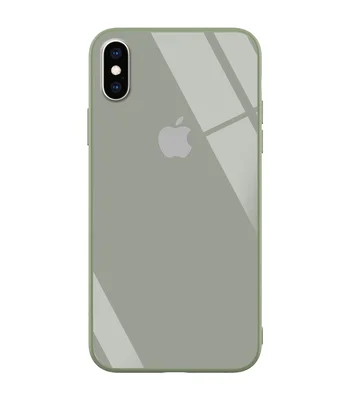 TPU+Glass чехол GLOSSY Logo series для Apple iPhone X (5.8") / XS Зеленый / Pine green