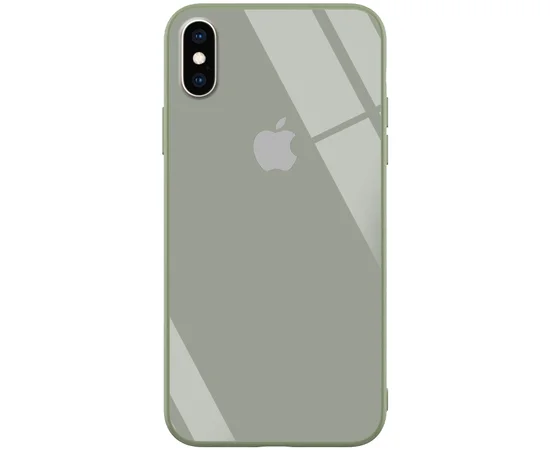 TPU+Glass чехол GLOSSY Logo series для Apple iPhone X (5.8") / XS Зеленый / Pine green