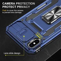 Ударопрочный чехол Camshield Army Ring для Apple iPhone X / XS (5.8") Синий / Navy