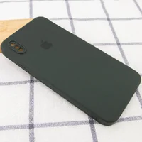 Чехол Silicone Case Square Full Camera Protective (AA) для Apple iPhone XS (5.8") Зеленый / Black Green