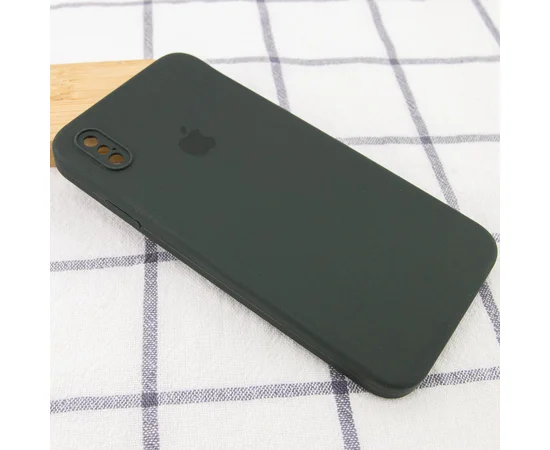 Чехол Silicone Case Square Full Camera Protective (AA) для Apple iPhone XS (5.8") Зеленый / Black Green