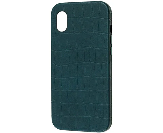 Кожаный чехол Croco Leather для Apple iPhone XS (5.8") Green