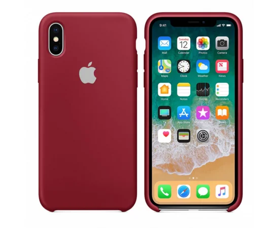 Чехол Silicone case (A) для Apple iPhone X/XS Темный Красный / Red Wine