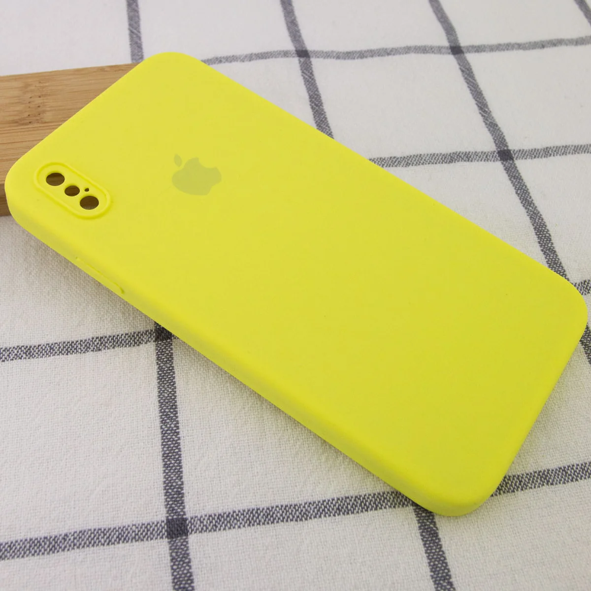 Чехол Silicone Case Square Full Camera Protective (AA) для Apple iPhone XS (5.8") Желтый / Bright Yellow