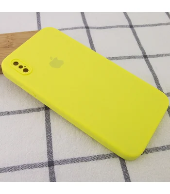 Чехол Silicone Case Square Full Camera Protective (AA) для Apple iPhone XS (5.8") Желтый / Bright Yellow