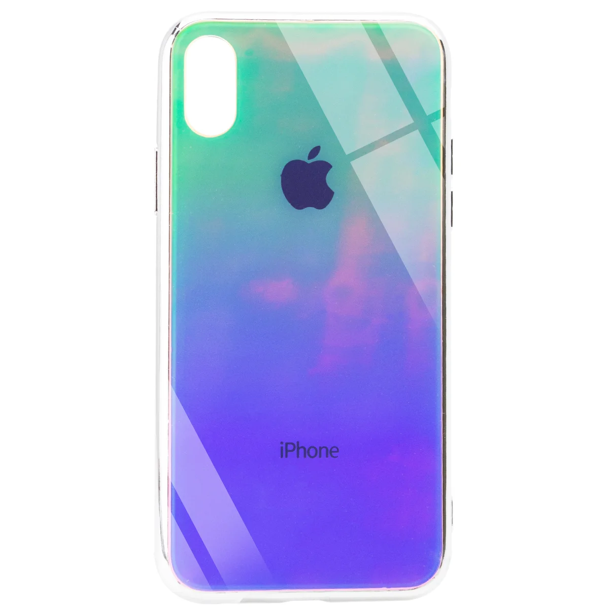 TPU+Glass чехол Gradient Rainbow с лого для Apple iPhone X / XS (5.8") Зеленый