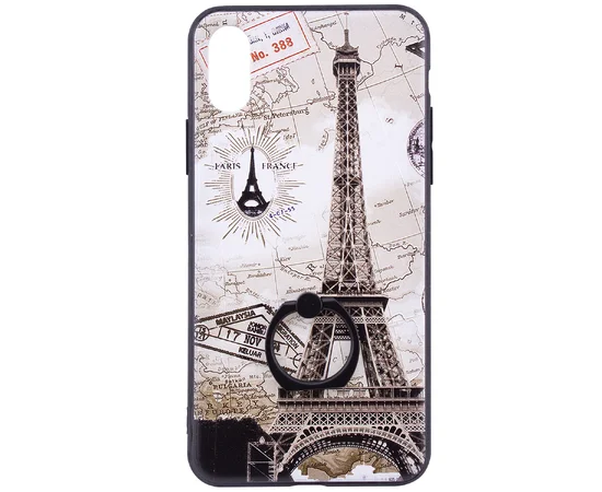 TPU чехол тематический с кольцом для Apple iPhone X/XS Путешествия