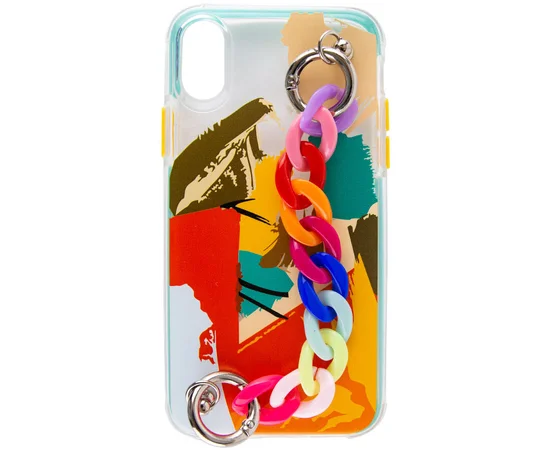 TPU+PC чехол Colorspot с ремешком-цепью для Apple iPhone X / XS (5.8") Tropic