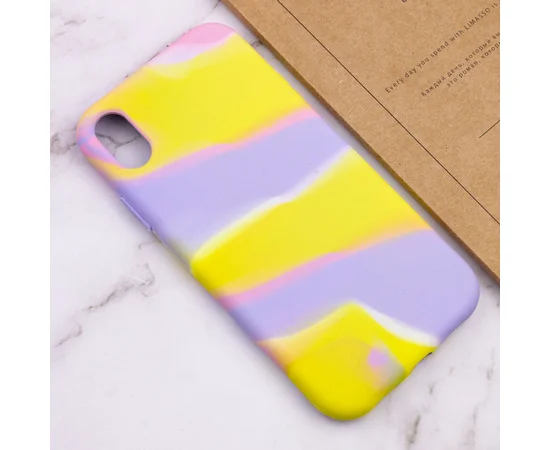 Чехол Silicone case full Aquarelle для Apple iPhone X / XS (5.8") Сиренево-желтый
